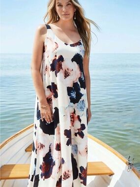 NWT Tribal Floral Sleeveless Lined Maxi Dress Medium